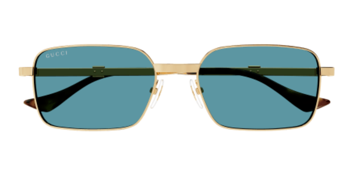 Gucci GG1495S 003 Gold/Blue Rectangular Metal Men's Sunglasses