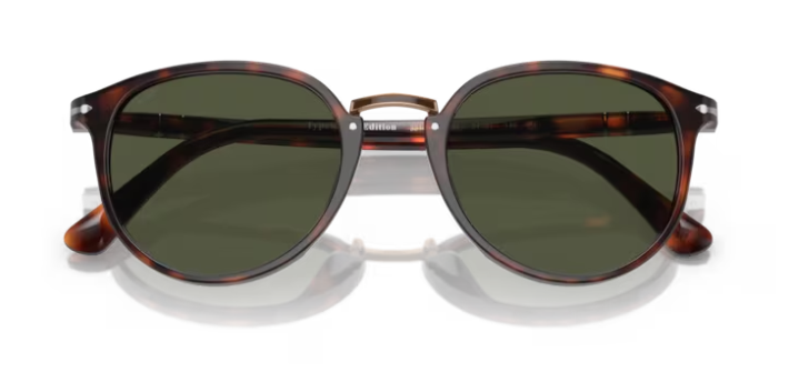 Persol 0PO3210S 24/31 Havana/Green Oval Men's Sunglasses