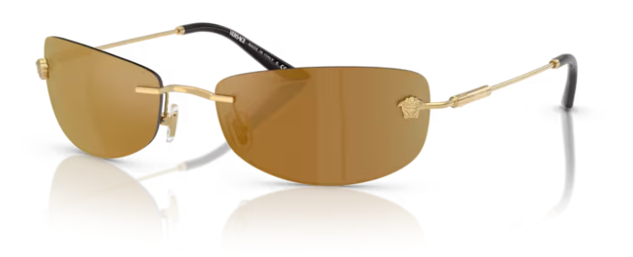 Versace 0VE2279 10027I Gold/Bronze Mirror Gold Rectangle Men's Sunglasses