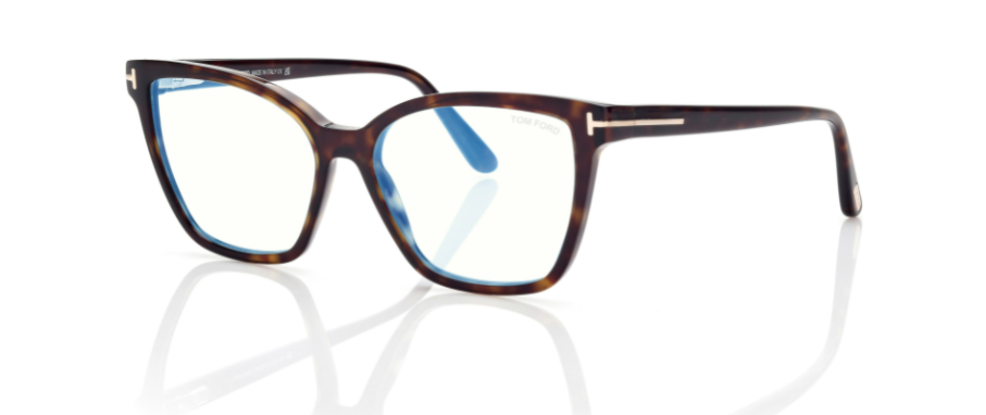 Tom Ford FT5812B 052 Dark Havana  Blue Block Butterfly Women's Eyeglasses