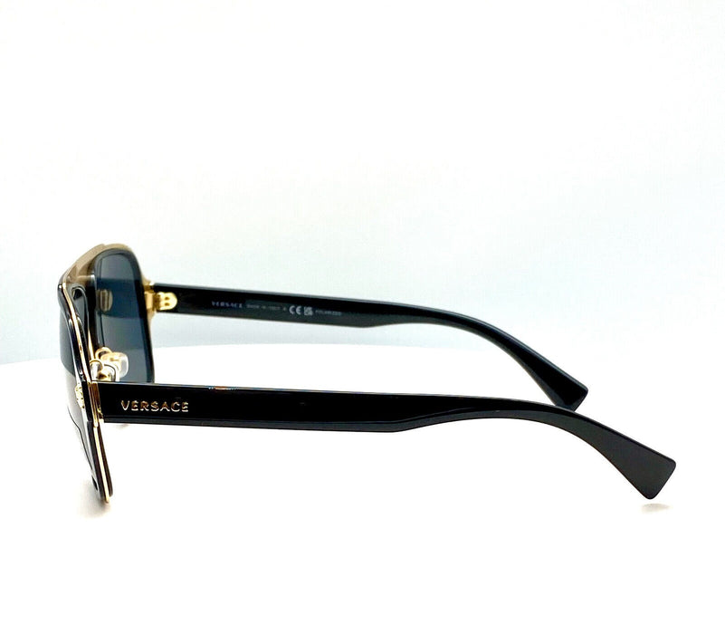 Versace VE2199 100281 Black-Gold/Gray Polarized Men's Sunglasses