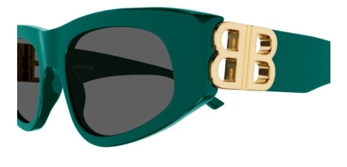 Balenciaga BB 0095S-005 Green/Grey Oval Women's Sunglasses