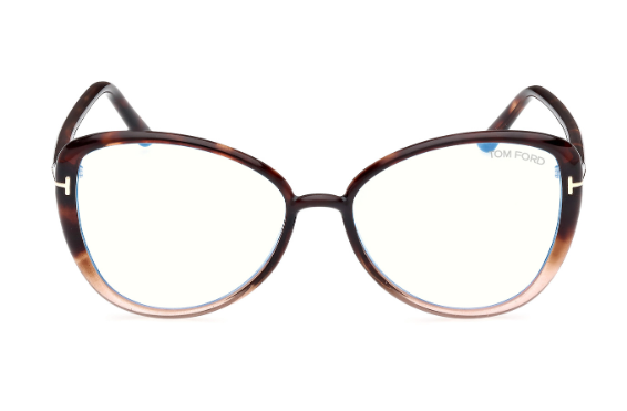 Tom Ford FT5907 056 Coloured Havana / Clear Butterfly shaped Women's Eyeglasses