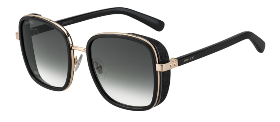 Jimmy Choo Elva/S 02M2/9O Black Gold/Grey Women's Gradient Sunglasses