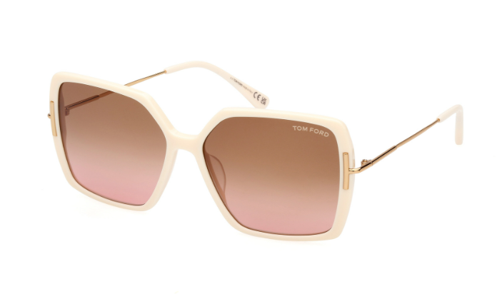 Tom Ford Joanna FT1039 25F Shiny Ivory/Gradient Brown Square Women's Sunglasses