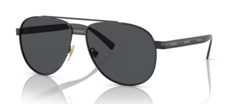 Versace 0VE2209 100987 Black/Dark Grey 58 mm Oval Men's Sunglasses.