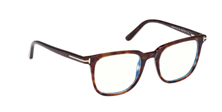 Tom Ford FT5916 052 Dark Havana/Clear Square Men's Eyeglasses with Clip-On