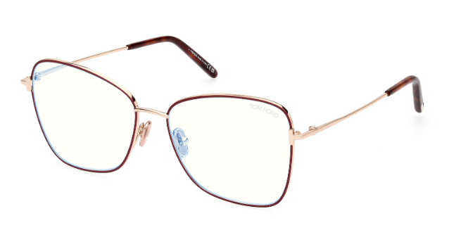 Tom Ford FT5906 046 Light Brown/Shiny Deep Gold Butterfly Women's Eyeglasses