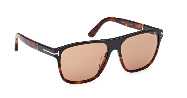 Tom Ford FT1081 05E Black-Red Havana/Brown Square Gradient Sunglasses