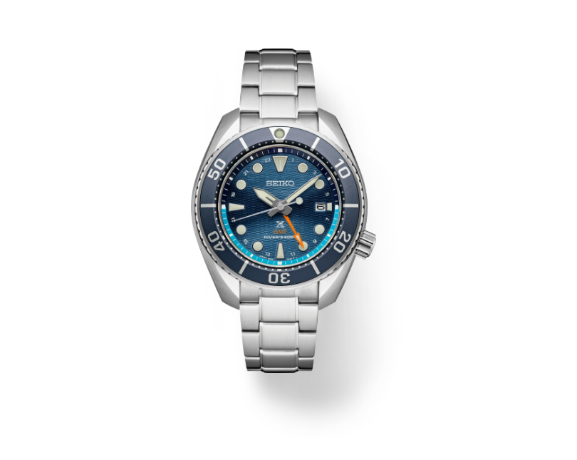 Seiko Prospex Solar GMT Diver Light Blue Dial Bracelet Men's Watch SFK001