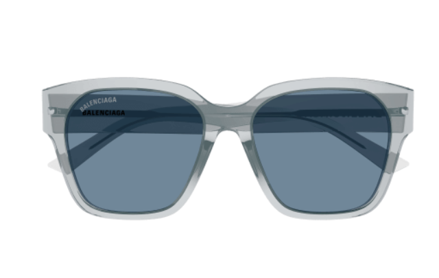 Balenciaga BB0215SA 004 Grey/Blue Square Men's Sunglasses