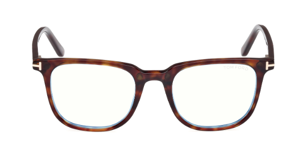 Tom Ford FT5916 052 Dark Havana/Clear Square Men's Eyeglasses with Clip-On