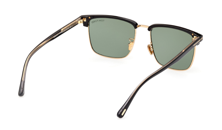 Tom Ford HUDSON 02 FT0997 H 01N Pale Gold-Black/Green Square Men's Sunglasses