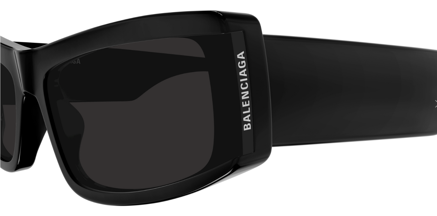 Balenciaga BB0301S-001 Black/Grey Rectangular Men's Sunglasses