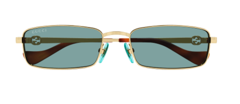 Gucci GG1600S 003 Gold/Green Rectangular Full Metal Women's Sunglasses