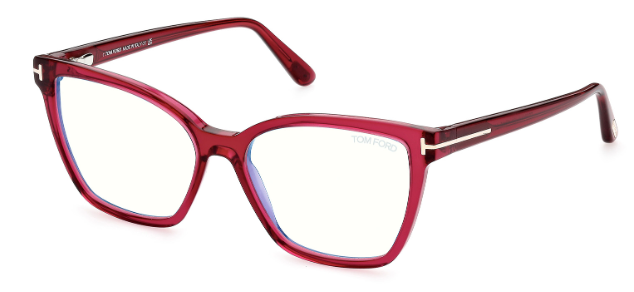 Tom Ford FT5812-B 091 Shiny Dark  Fuxia/ Clear Square Women's Eyeglasses