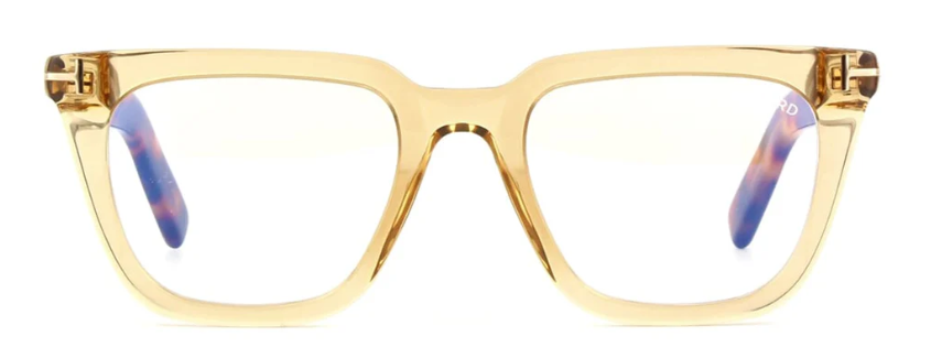 Tom Ford FT5963-B 045 Shiny Light Brown/Blonde Havana Square Women's Eyeglasses