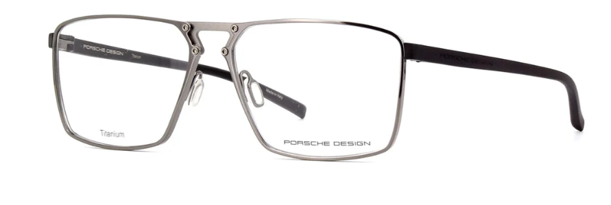 Porsche Design P8764 B Shiny Silver Rectangular Men's Eyeglasses