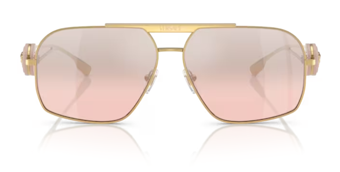 Versace 0VE2269 10027E Gold/Light Pink Mirror Gradient Silver Men's Sunglasses