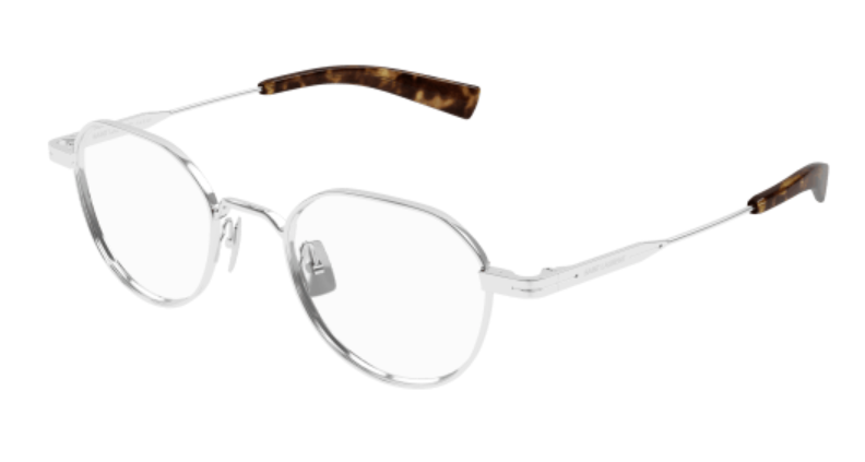 Saint Laurent SL 730 002 Silver Metal Oval Men's Eyeglasses