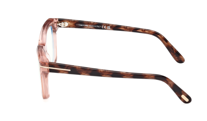 Tom Ford FT5909  072 - Shiny Light Pink/ Clear Square Women's Eyeglasses