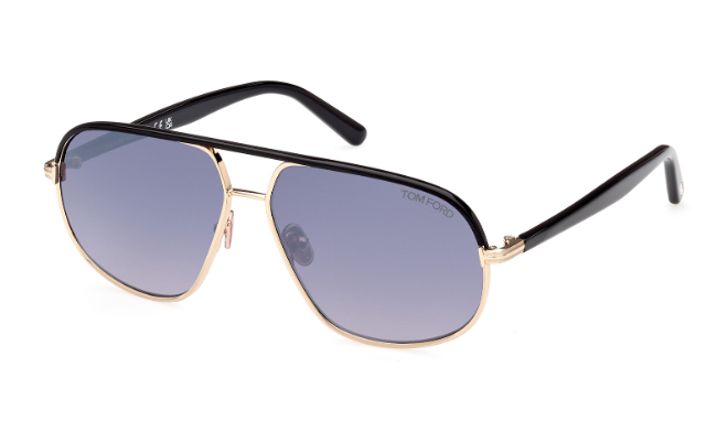 Tom Ford FT1019 Maxwell 28B Rose Gold-Shiny Black/Smoke Gradient Sunglasses