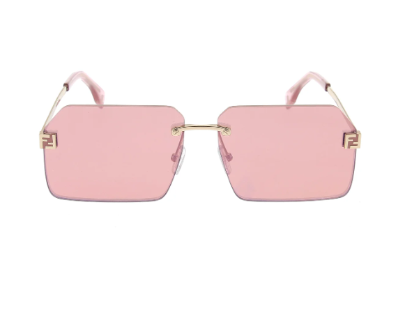 Fendi FE40043U 32U Pink-Gold/Pink Mirrored Square Women's Sunglasses