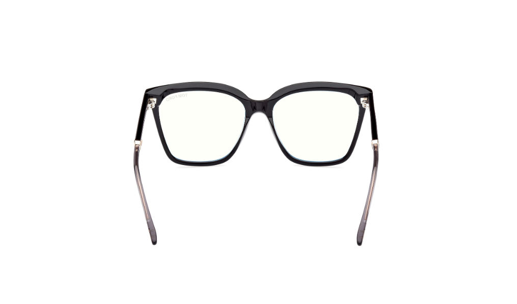 Tom Ford FT5892 001 Shiny Black Blue Block Lenses Women's Eyeglasses