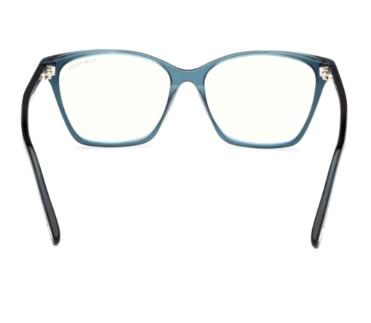 Tom Ford FT5949-B 092 Shiny Blue/Blue Block Lenses Cat-Eye Women's Eyeglasses