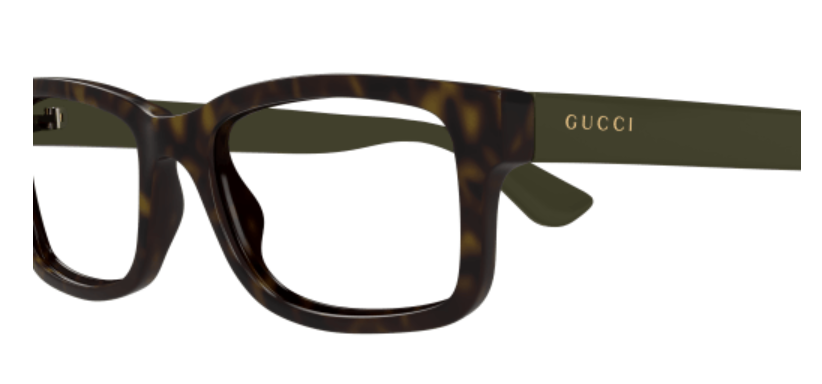 Gucci GG1717O 004 Havana/Green Rectangle Men's Eyeglasses