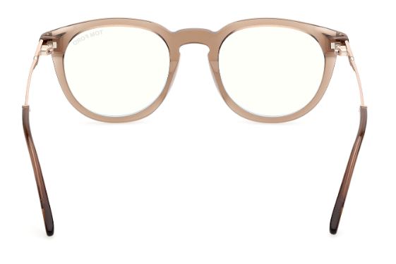 Tom Ford FT5905 045 Shiny Light Brown / Clear Round Men's Eyeglasses