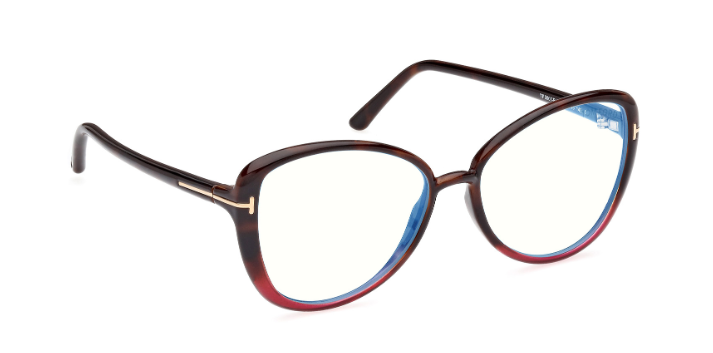 Tom Ford FT5907 055 Coloured Havana / Clear Butterfly shaped Women's Eyeglasses