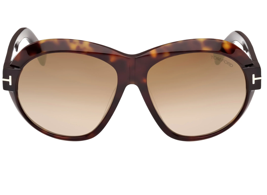 Tom Ford FT1113 52G Dark Havana/Brown Mirror Round Women's Sunglasses