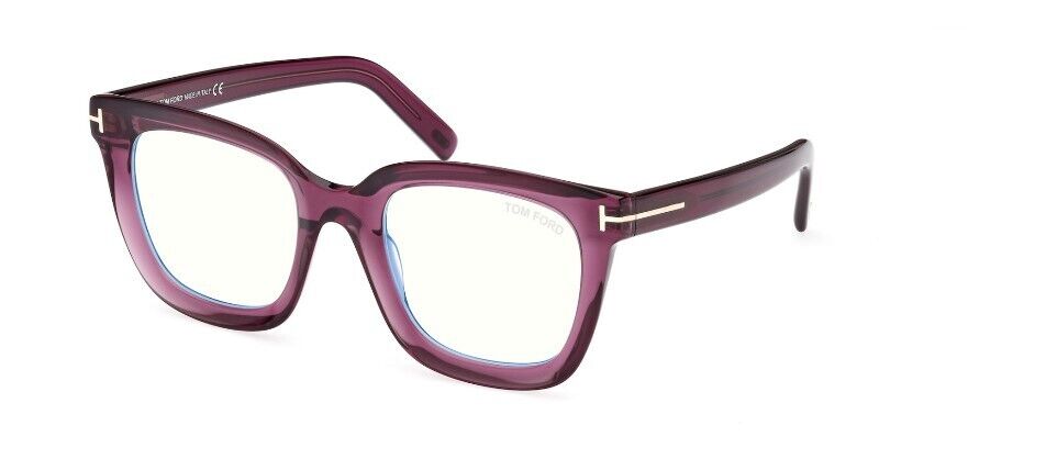 Tom Ford FT5880-B 081  Shiny Transparent Violet/ Blue Block  Women's Eyeglasses