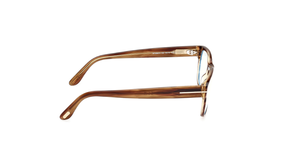 Tom Ford FT5898 050 Light Brown/Striped Square Men's Eyeglasses