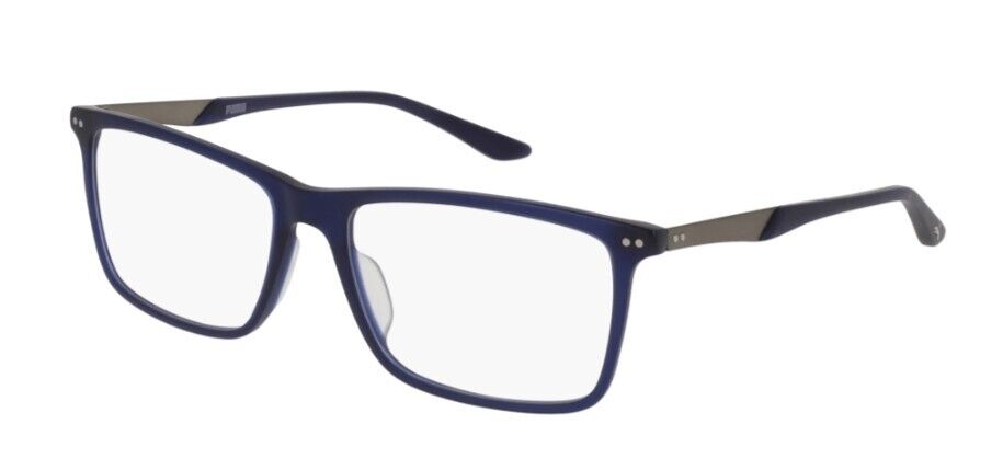 Puma PU0096O 010 Blue/Gunmetal Rectangle Full-Rim Unisex  Eyeglasses