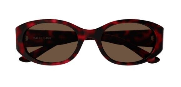 Balenciaga BB0369SK 003 Red Havana/Brown Round Women's Sunglasses