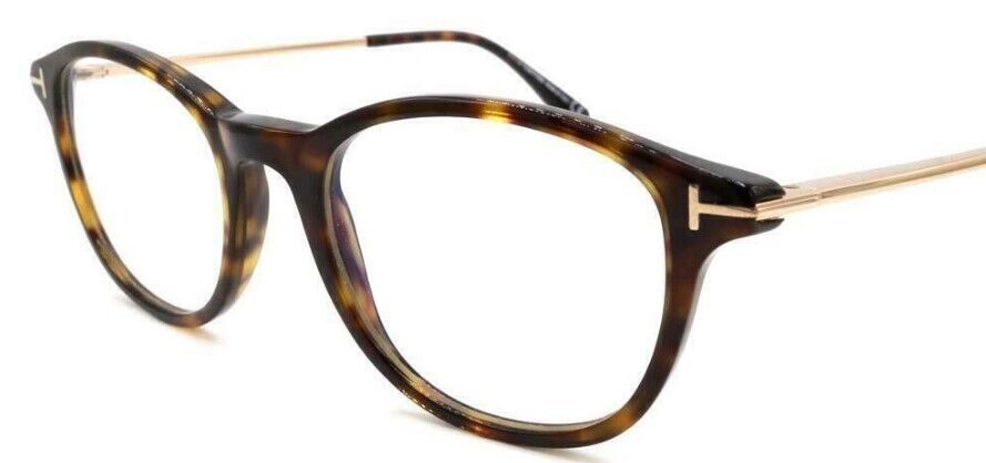 Tom Ford FT5553B 052 Shiny Dark Havana Round Men's Eyeglasses