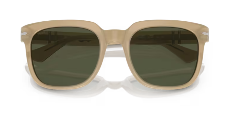 Persol 0PO3323S 116931 Opal beige/Green Square 53mm Men's Sunglasses