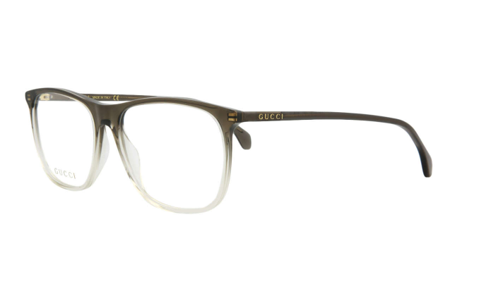 Gucci GG0554O 004 Grey/Clear Rectangular Men's Eyeglasses