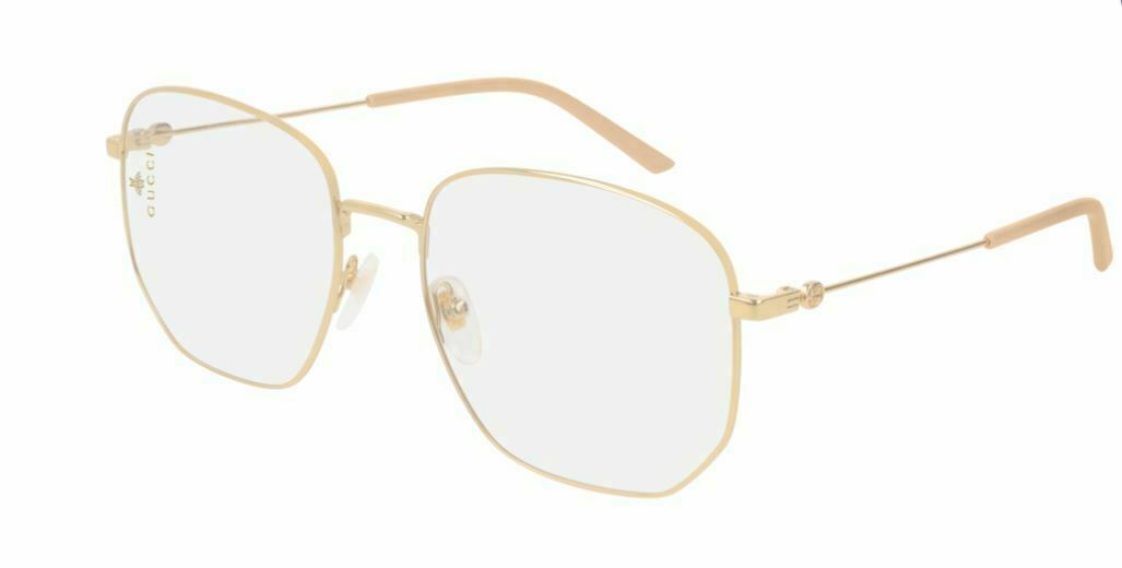 GUCCI GG0396S 001 Rectangular Square Shiny Gold Women's Sunglasses