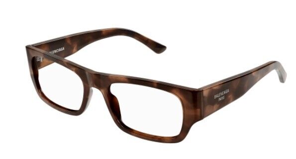 Balenciaga BB0370O 002 Havana Rectangular Men's Eyeglasses