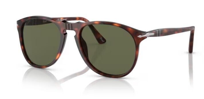 Persol 0PO9649S 24/58 Havana / Green polarized Oval Men's Sunglasses