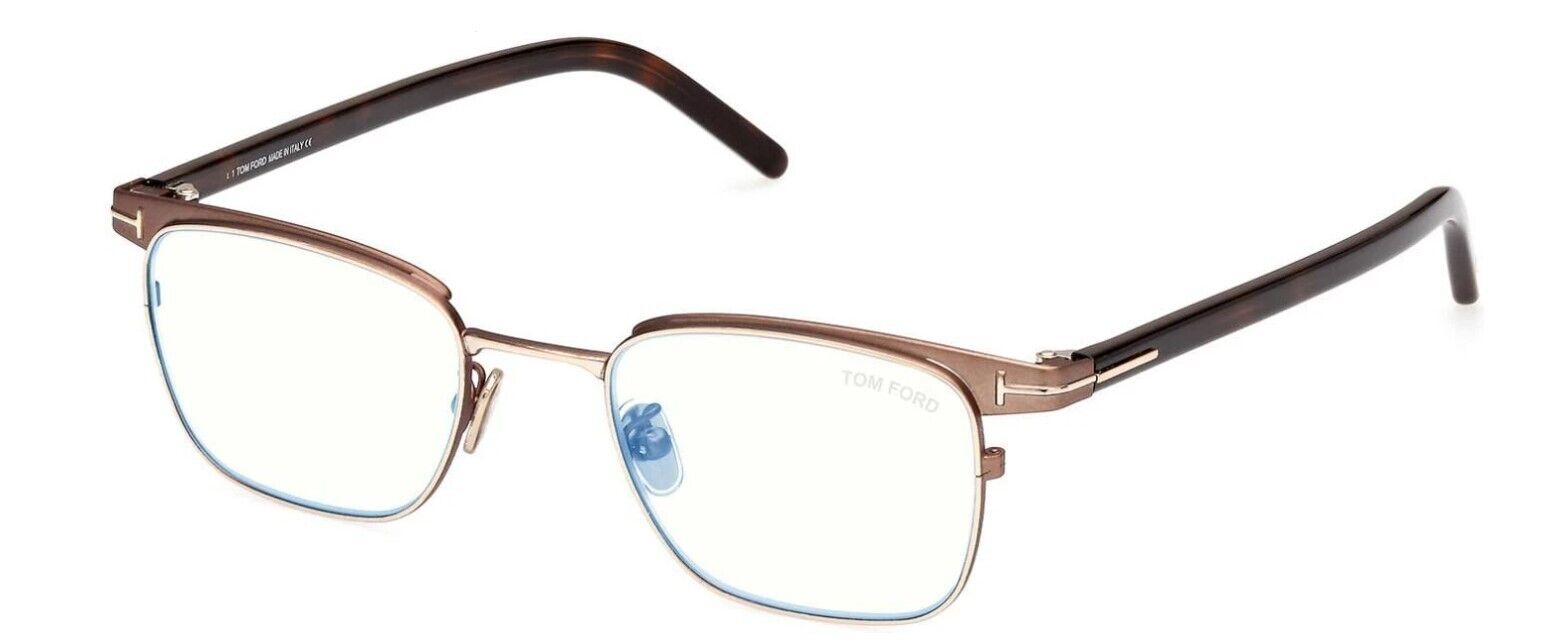 Tom Ford FT5854-D-B 048  Shiny Dark Brown/Blue Block Browline Eyeglasses