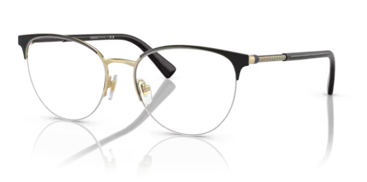 Versace 0VE1247 1252 Black/Pale Gold Cat-Eye Women's Eyeglasses