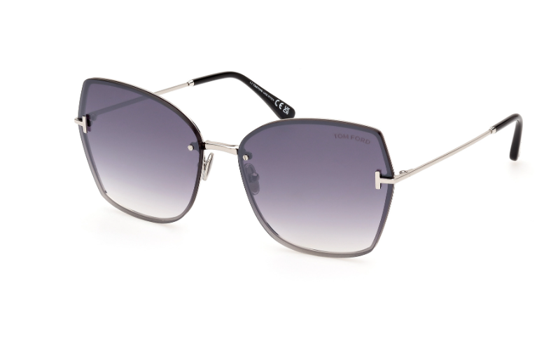 Tom Ford NICKIE 02 FT1107 16C Shiny Palladium/Mirror Cat Eye Women Sunglasses