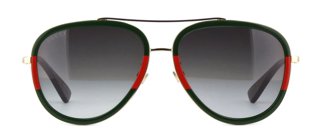 Gucci GG0062S 003 Gold Green/Grey Gradient Oval Women's Sunglasses