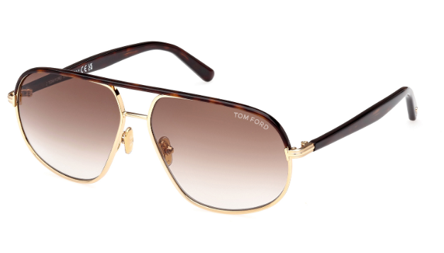 Tom Ford FT1019 Maxwell 30F Pale Gold-Dark Havana/Brown Gradient Sunglasses