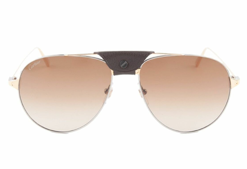 Cartier CT0038S 004 Ruthenium Gold/Brown Gradient Soft Square Men's Sunglasses