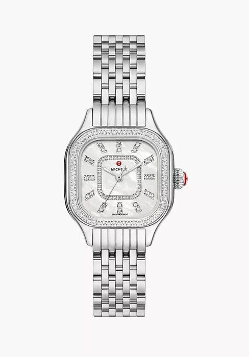 Michele Meggie Diamond Swiss Quartz White Dial StainlessSteel Watch MWW33B000001